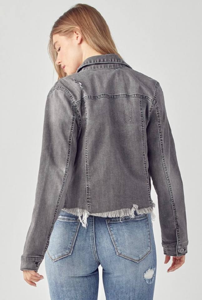 Risen Frayed Hem Washed Jacket