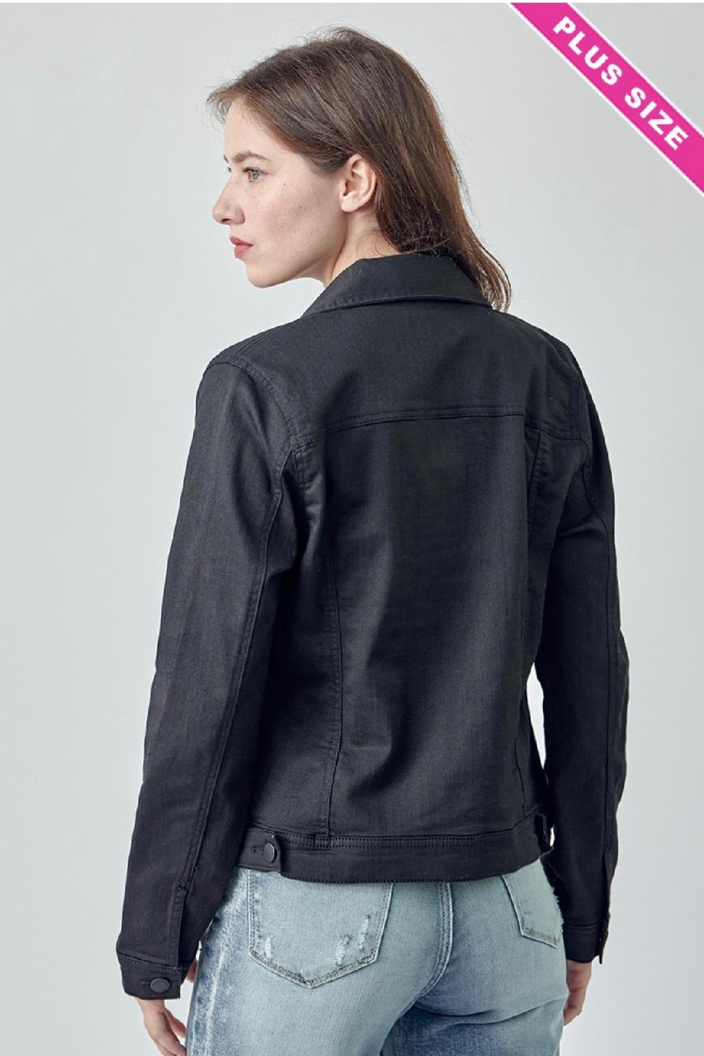 Plus Size Coated Black Classic Jacket