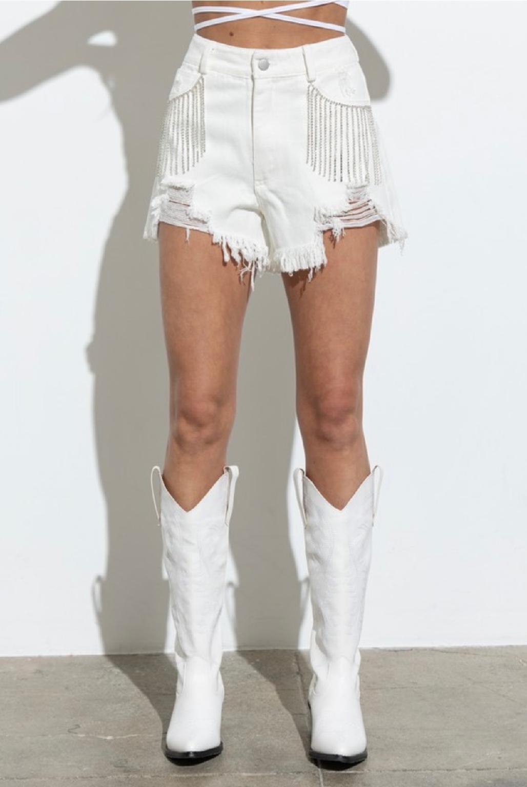 Rhinestone Fringe Shorts