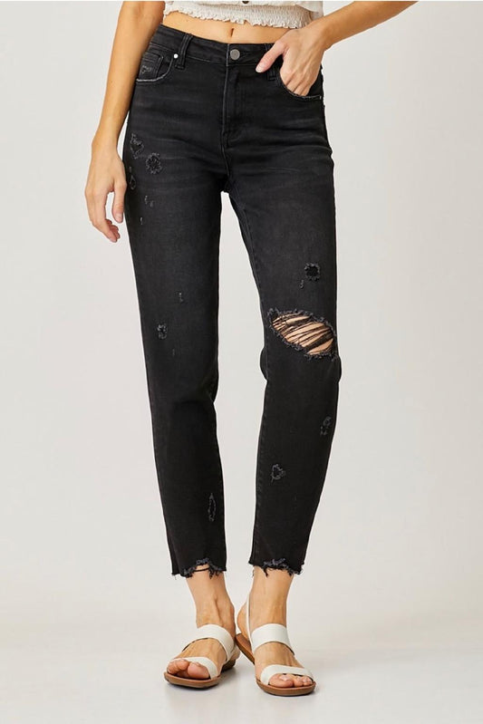 Risen Heather Mid Rise Tapered Jeans