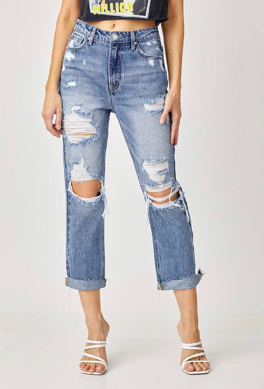 Jorden Distressed Straight Leg Jeans