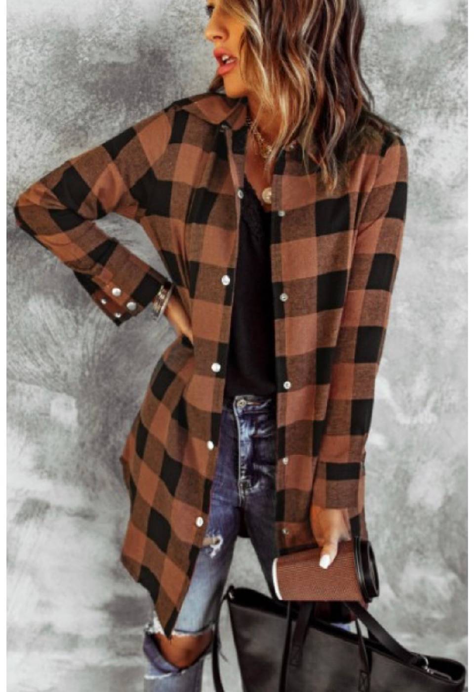 Evie Plaid Shirt Coat