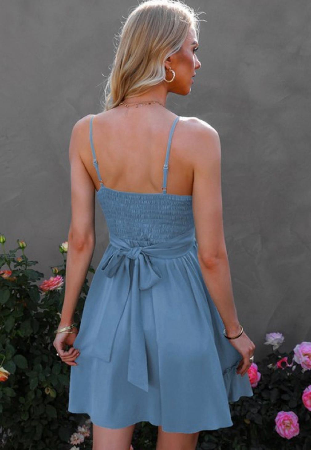 Express Yourself Straps Solid Ruffled Dress