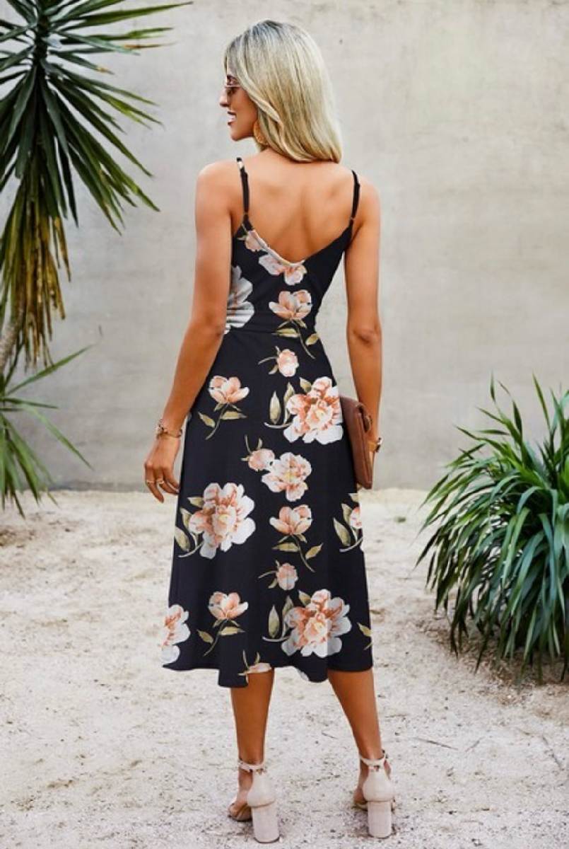 Let's Face The Music And Dance Floral Belted Dress