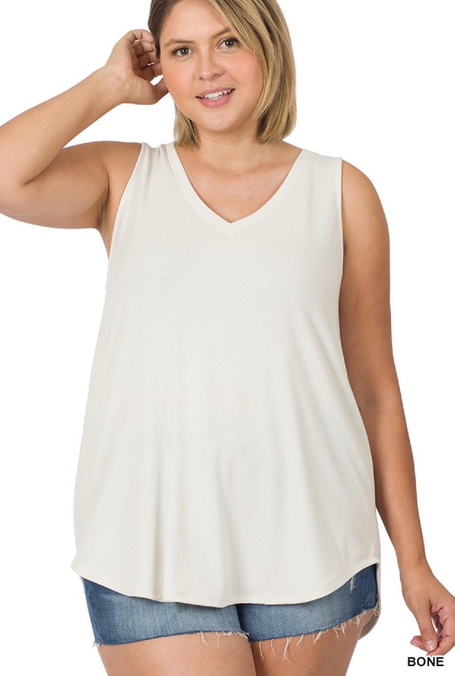 Plus Sleeveless V-Neck Top