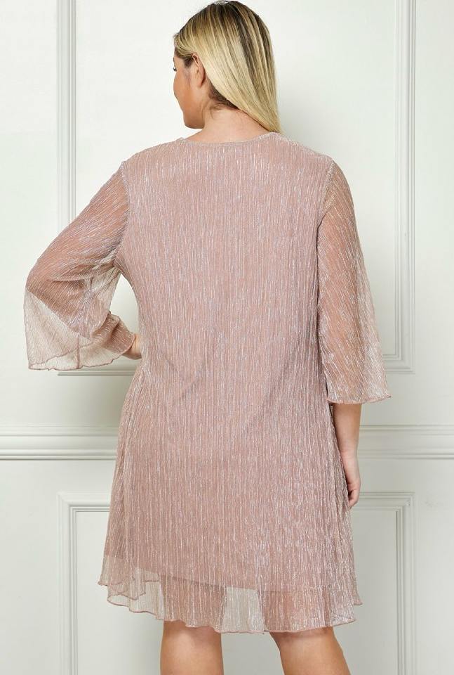 Plus Size 3 Piece Jacket & Shift Dress W/ Necklace