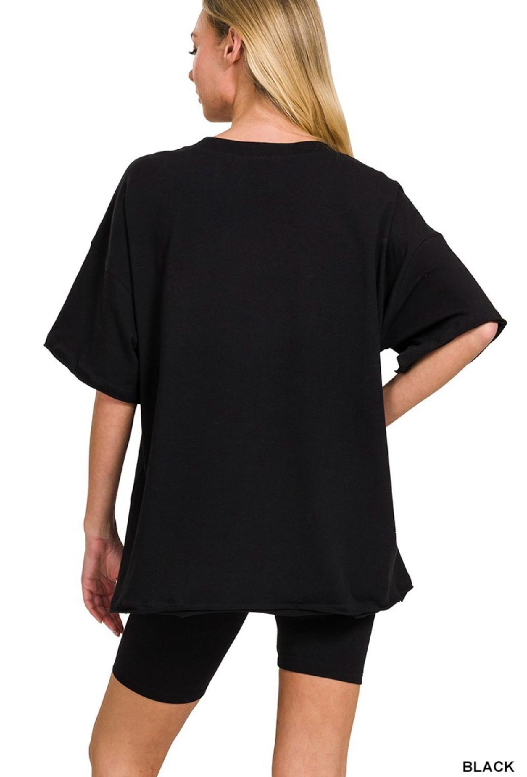 Cotton V-Neck Top & Biker Shorts Set