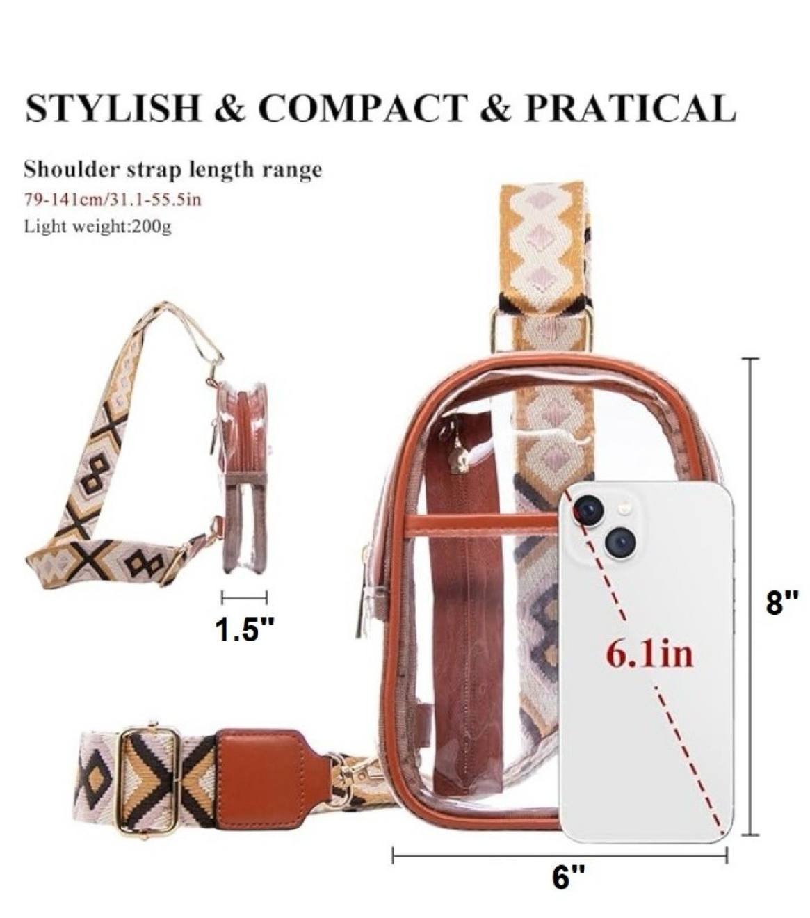 Clear Sling Bag With Guitar Strap