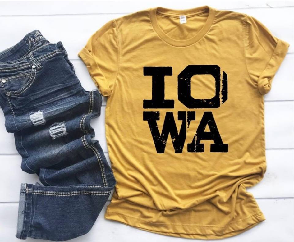 IOWA Distressed Boutique Style Tee