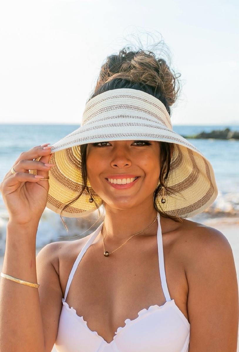 Marled Stripe Roll up Bow Visor