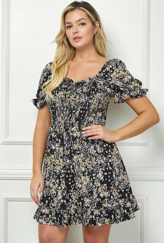 Plus Smocked Top Bottom Ruffle Dress