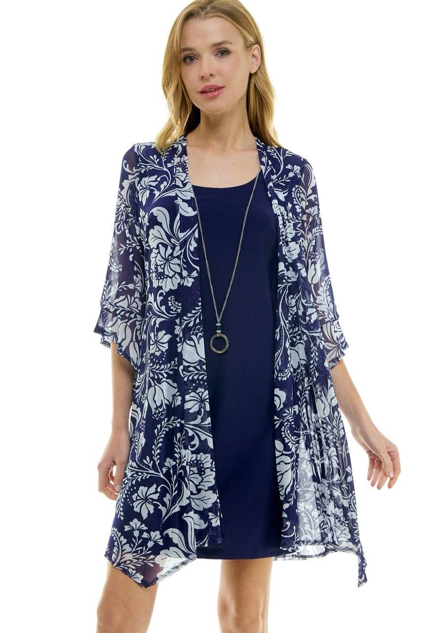 2PC 3/4 Bell Sleeve Cardigan & Dress Set