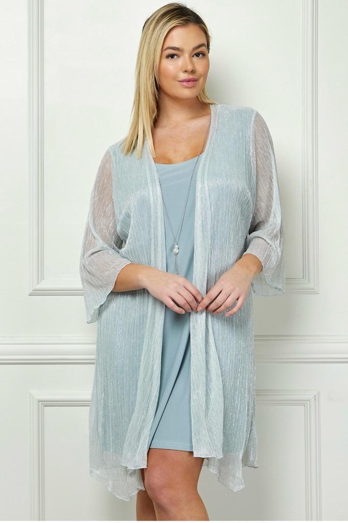 Plus Size 3 Piece Jacket & Shift Dress W/ Necklace