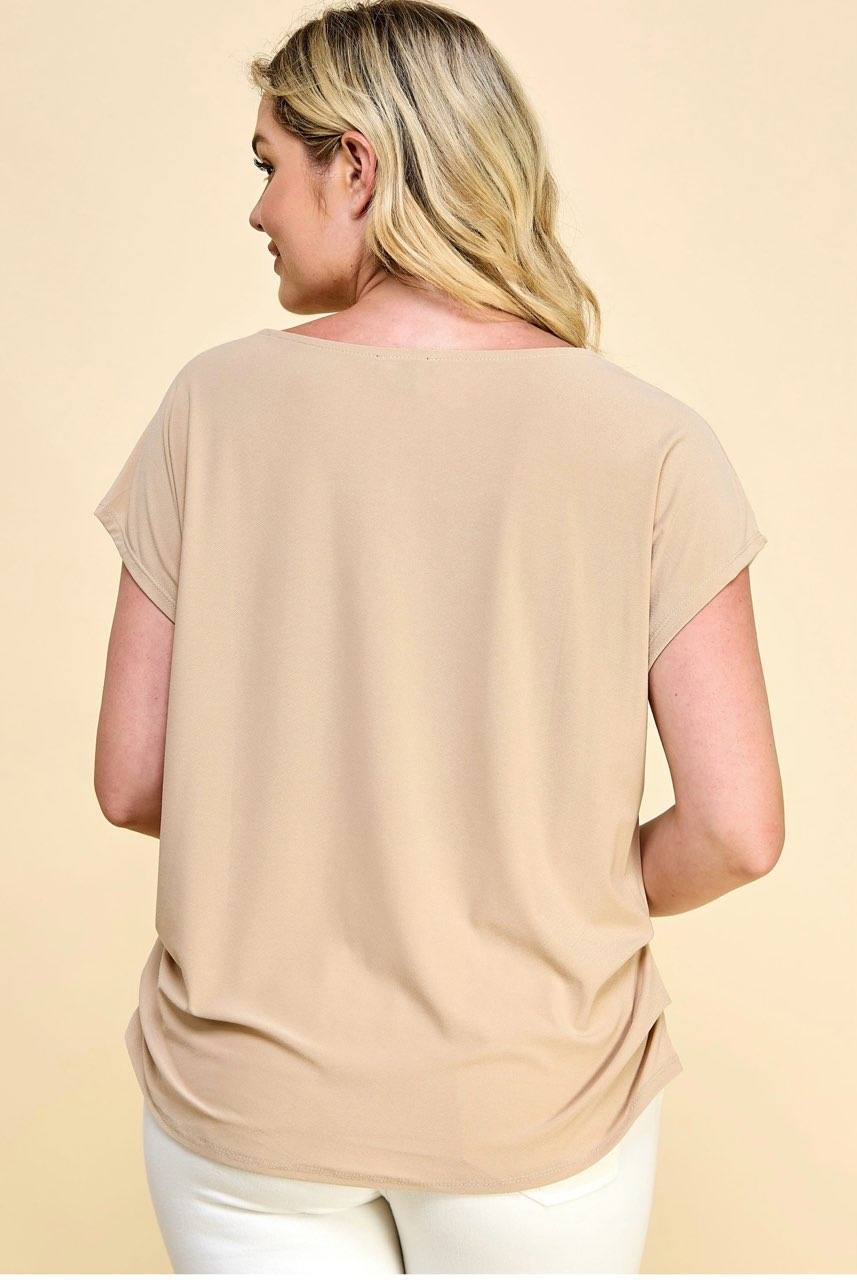 Plus Gold Trim Bar Bround Neck Top