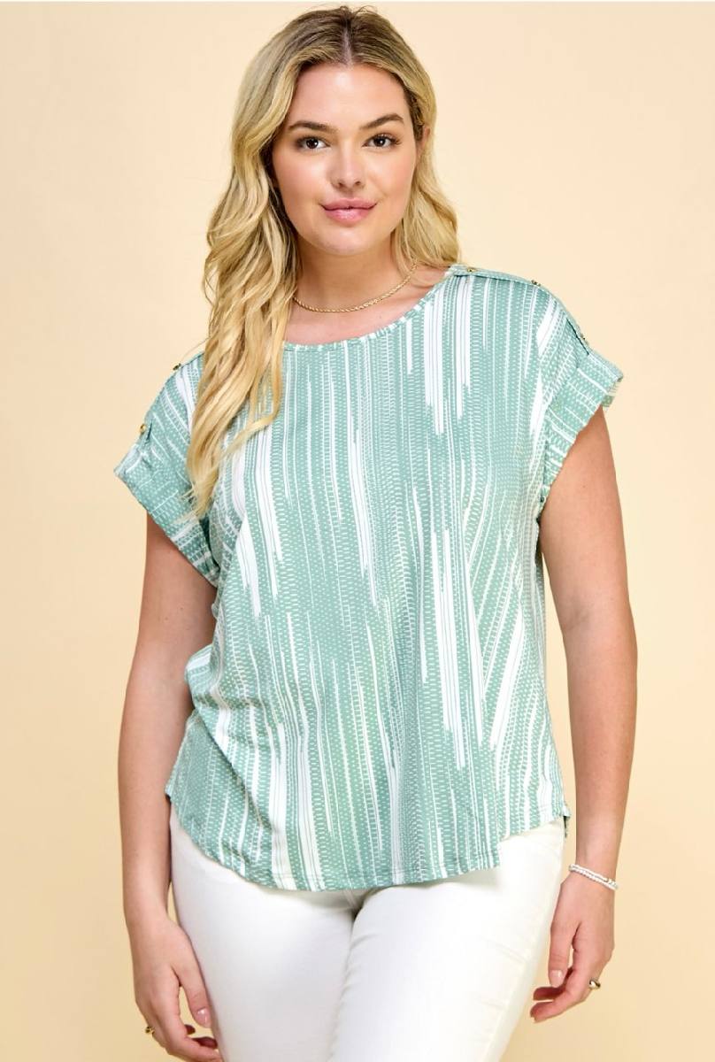 Plus Dolman Top Green/Ivory
