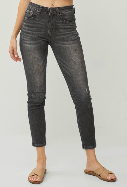 Risen Mid-Rise Ankle Skinny Jeans