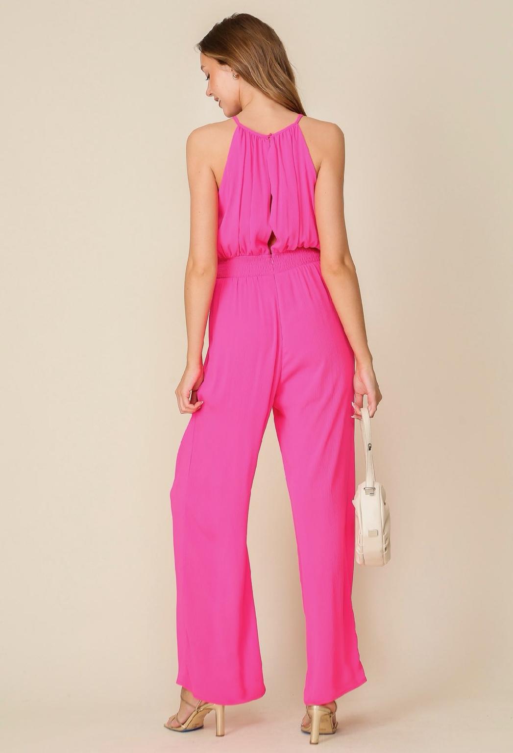 Sleeveless Halter Neck Pleated Jumpsuit