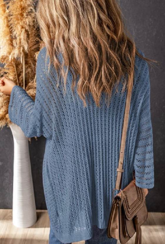 Boho Hollow-out Knit Kimono Lightweight Cardigan