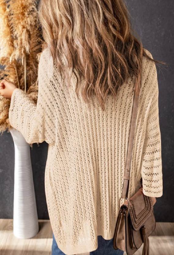 Boho Hollow-out Knit Kimono Lightweight Cardigan