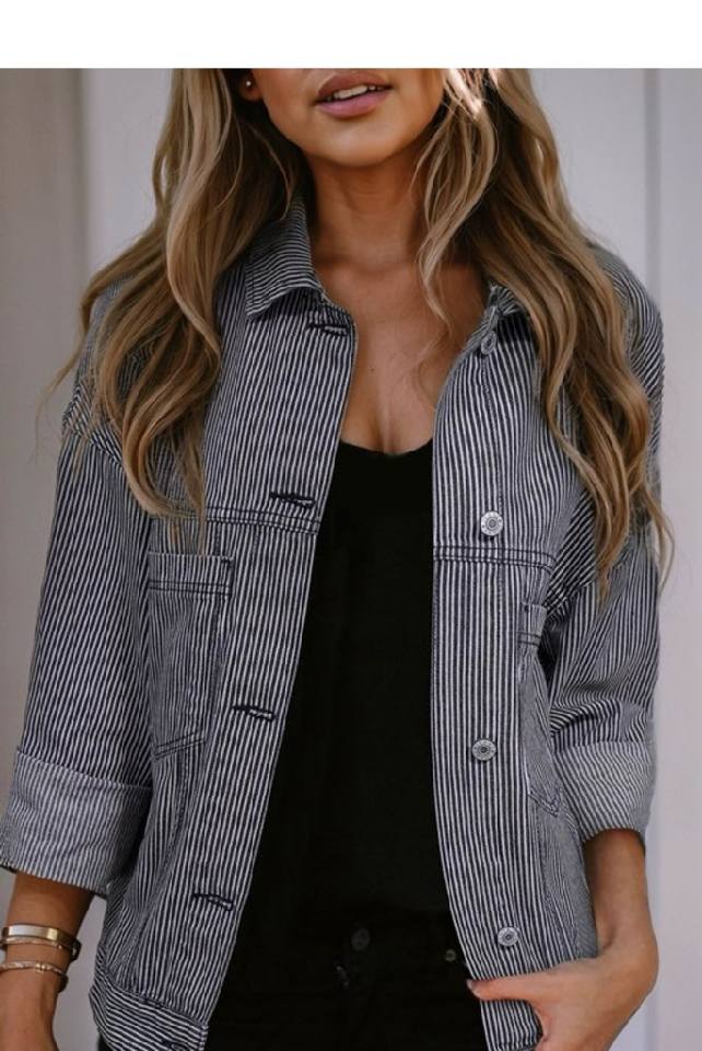 Dacey Washed Oversized Pocketed Denim Jacket