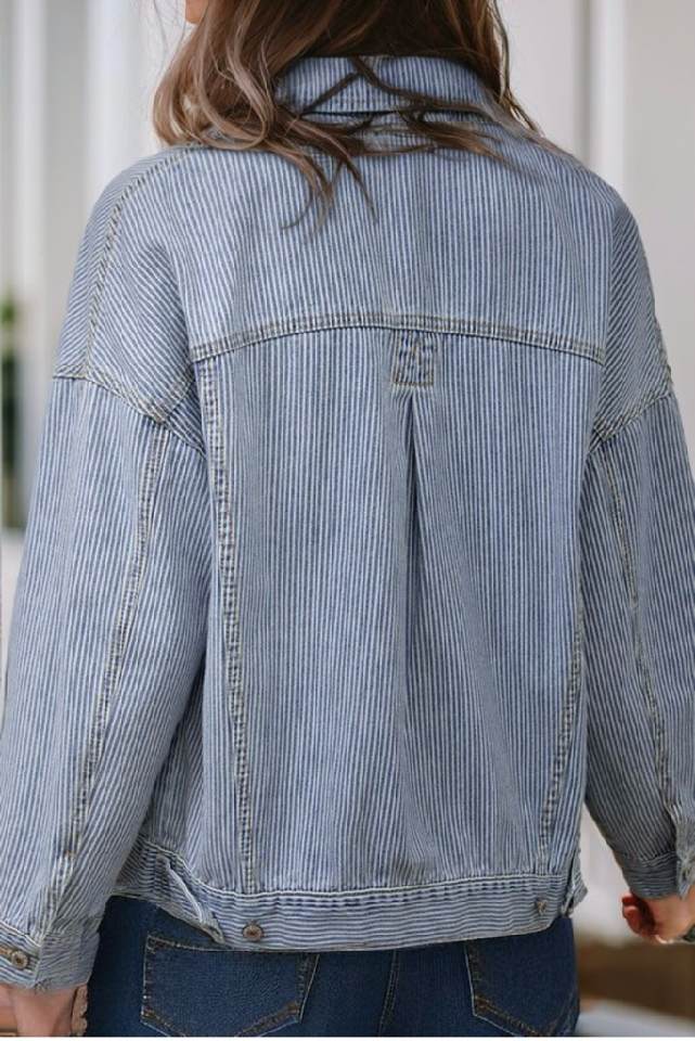 Dacey Washed Oversized Pocketed Denim Jacket