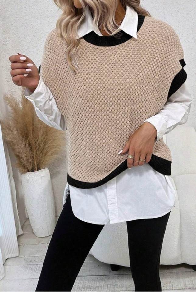 Kendall Contrast Trim Batwing Sleeve Knitted Top