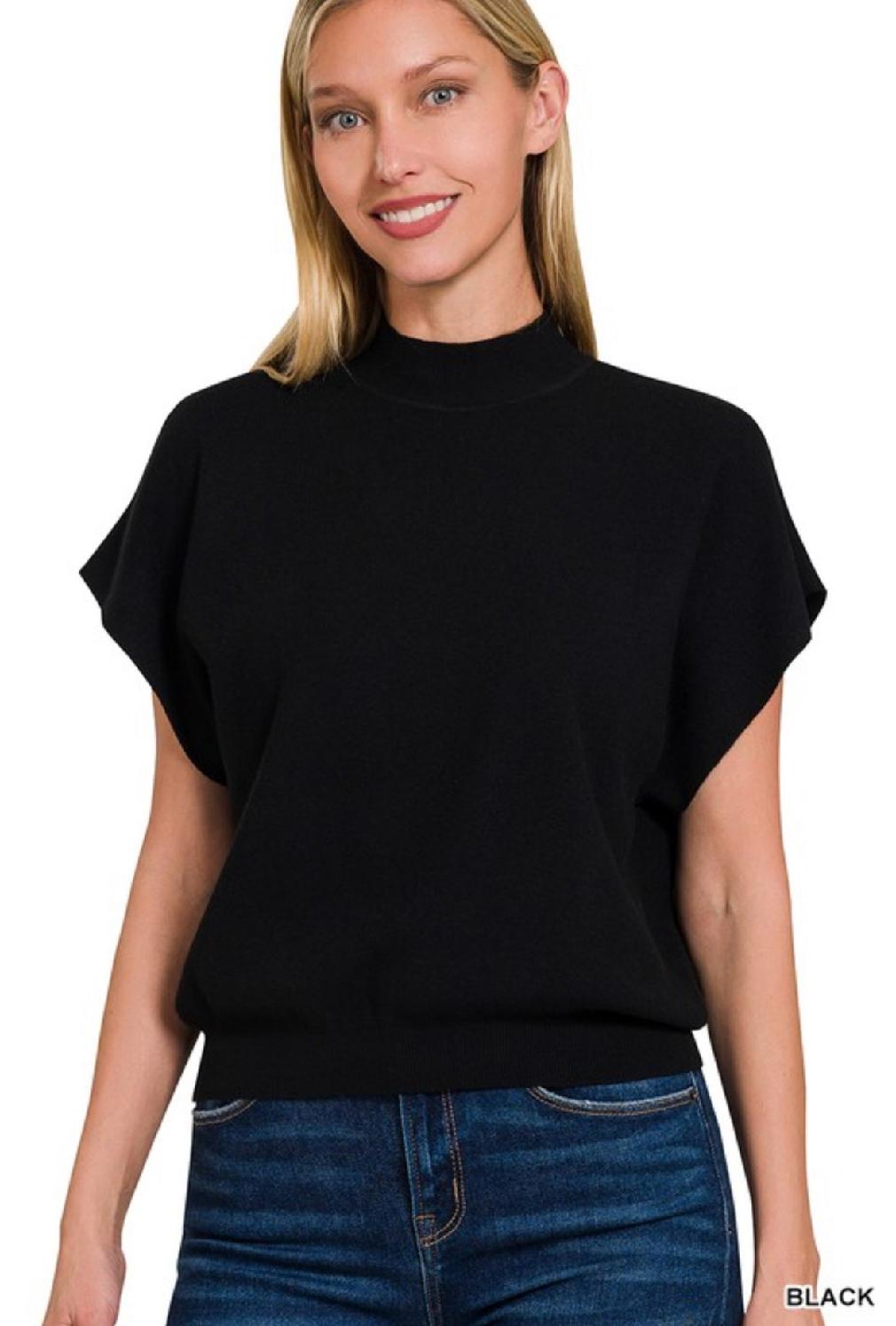 Maeve Mock Neck Short Dolman Sleeve Sweater