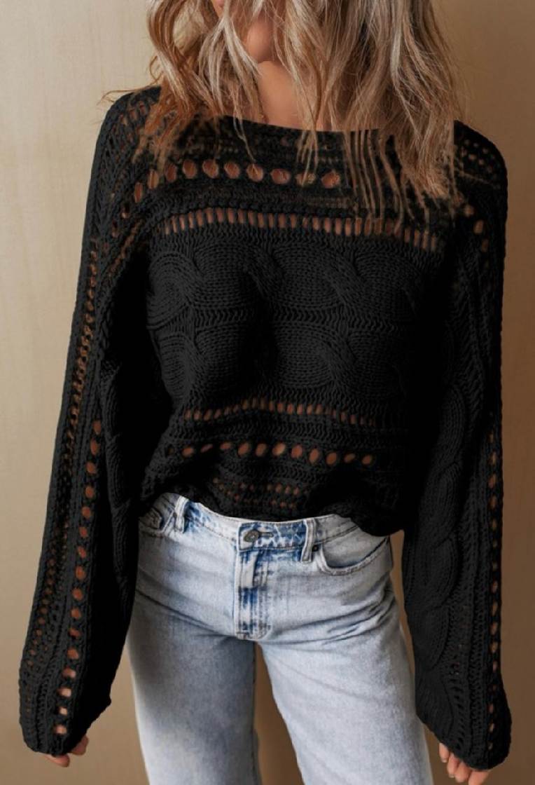 Hollie Hollow-out Cable Knit Cropped Sweater