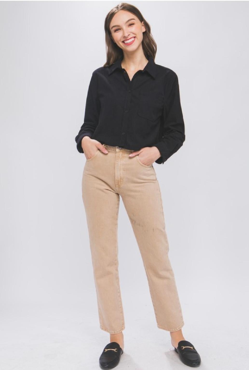 Laura Lightweight Cropped Button Down Top
