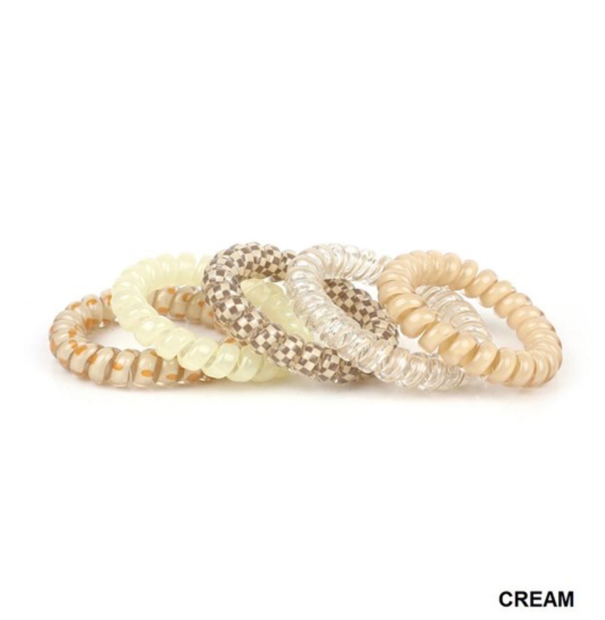 Pack Of 5, Solid, Flower, Checker Hair Coil Ties