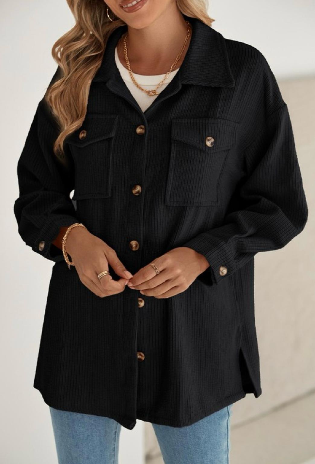 Corrie Corduroy Flap Pocket Button Up Shacket