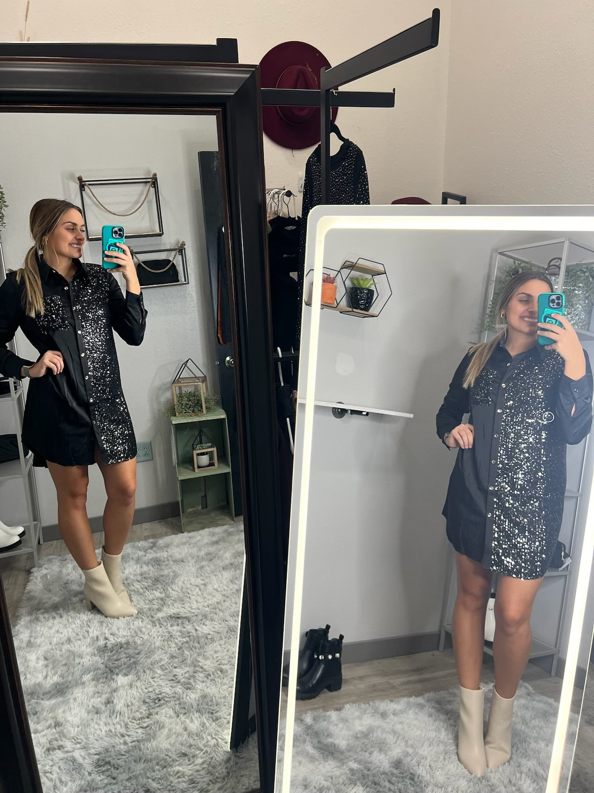 Sequin Shirt Dress