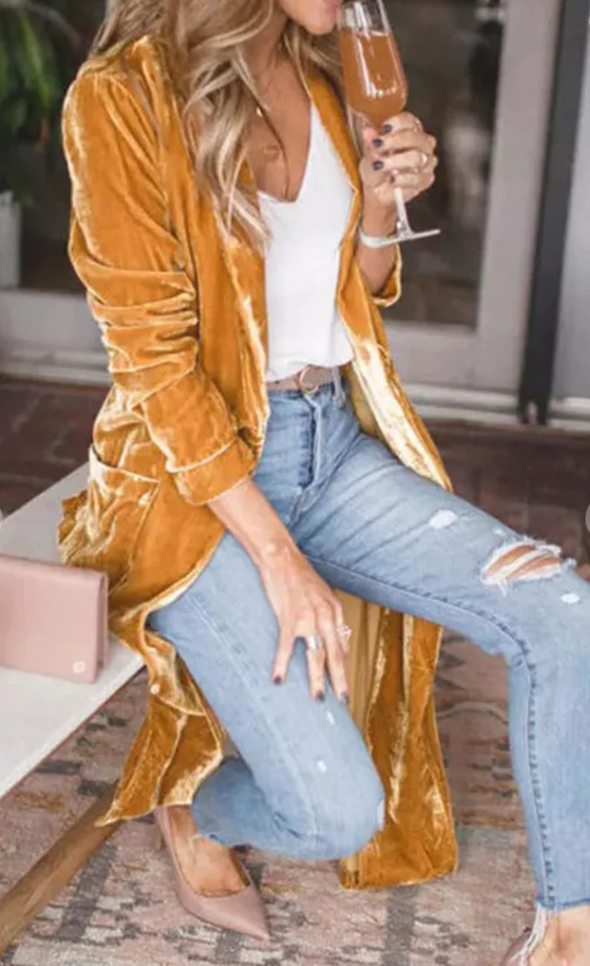 Retro Velvet Long Sleeve Coat