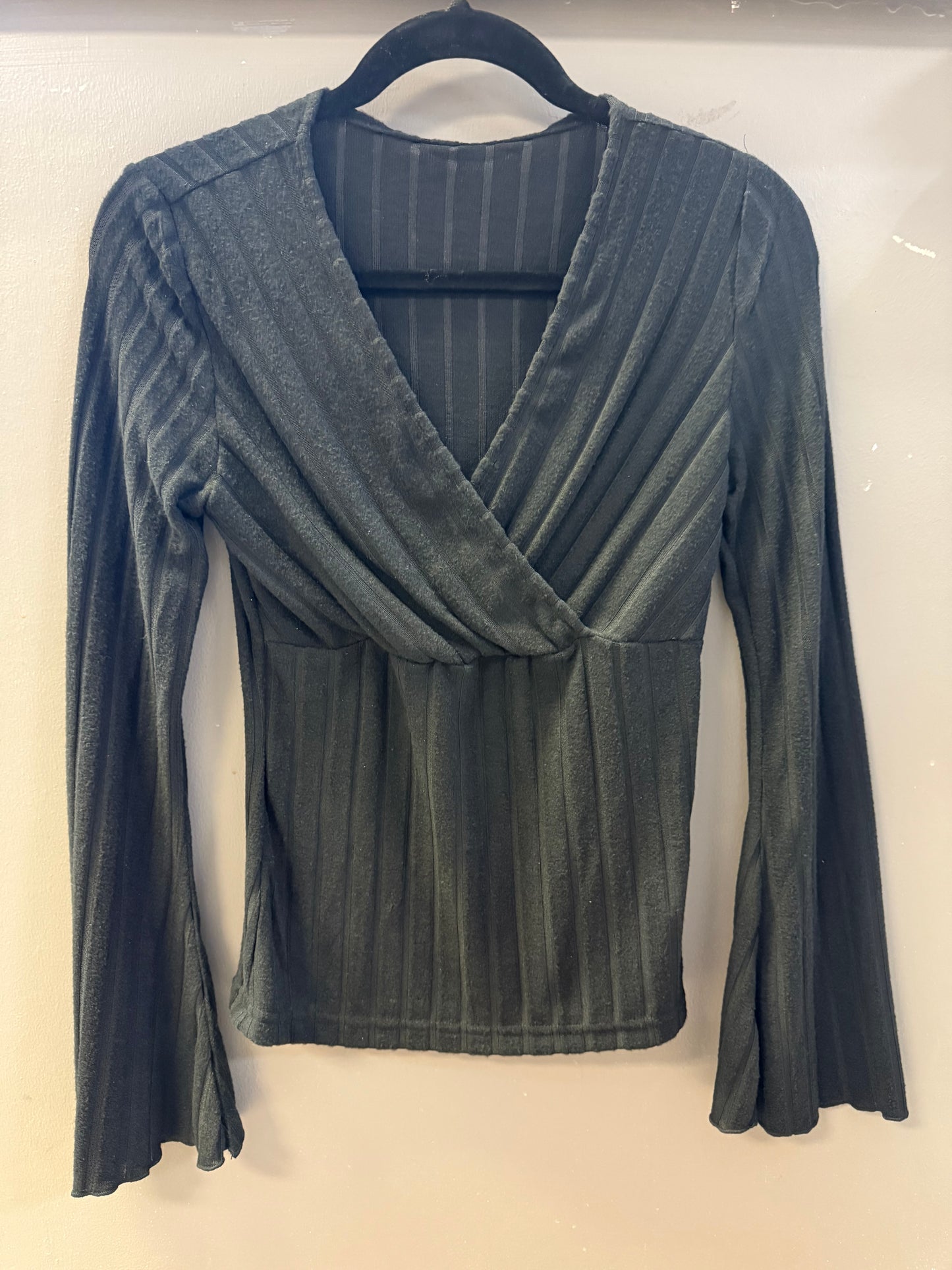 Ruby Ribbed V-neck Wrap Sweater