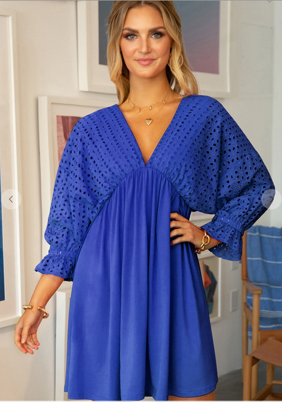 Stand Out Cotton Eyelet Contrast Dress