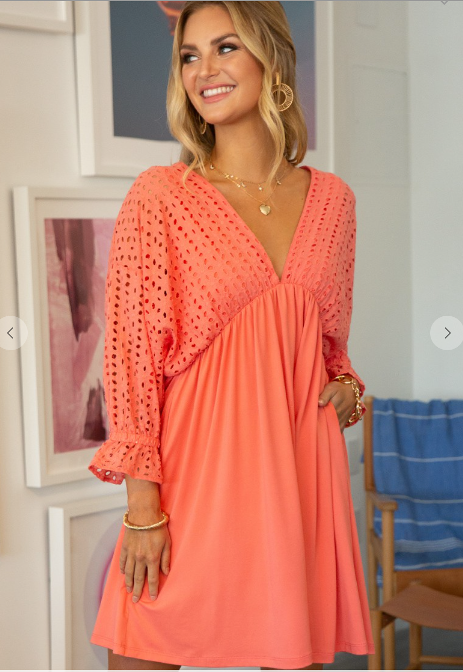 Stand Out Cotton Eyelet Contrast Dress