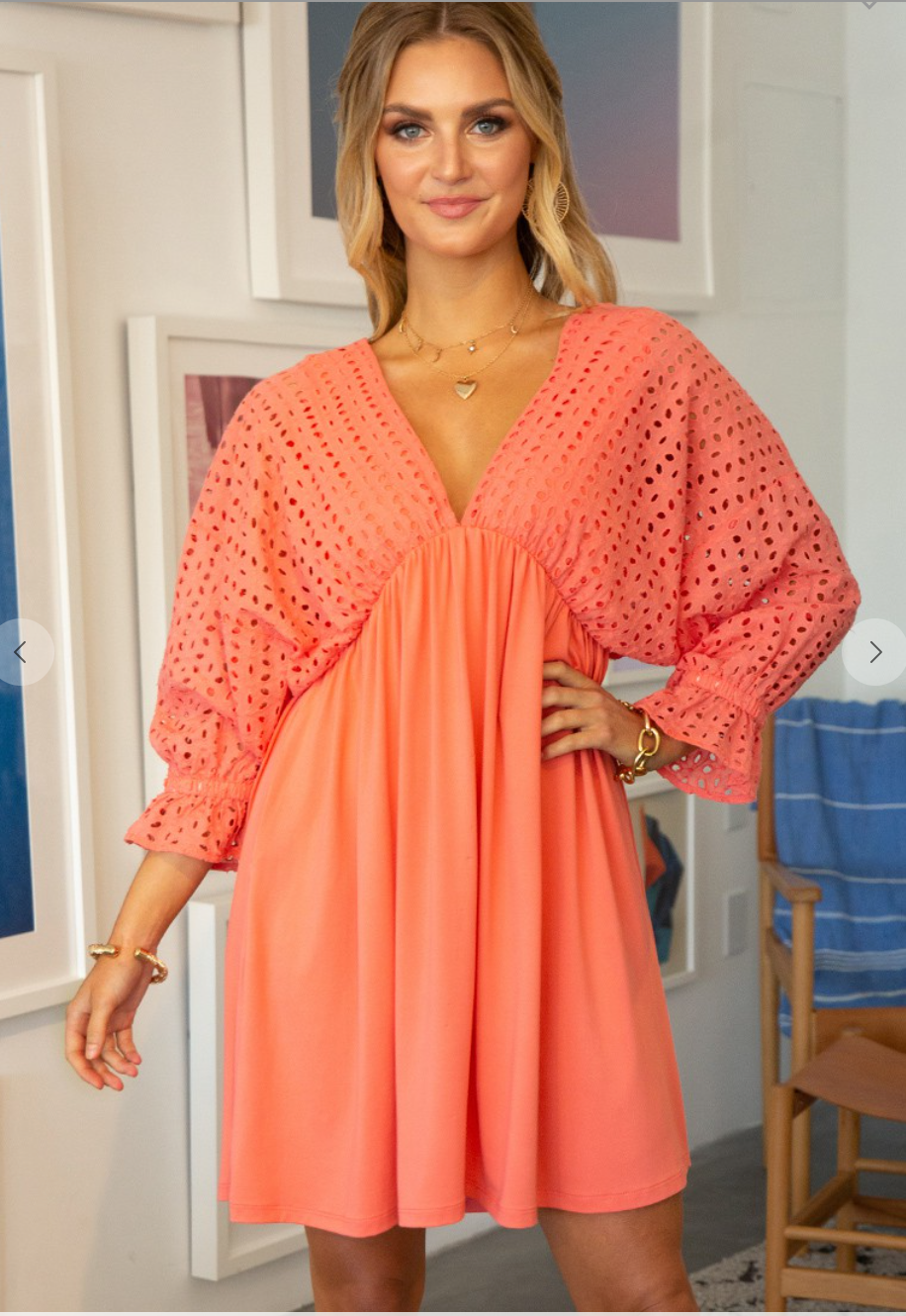 Stand Out Cotton Eyelet Contrast Dress