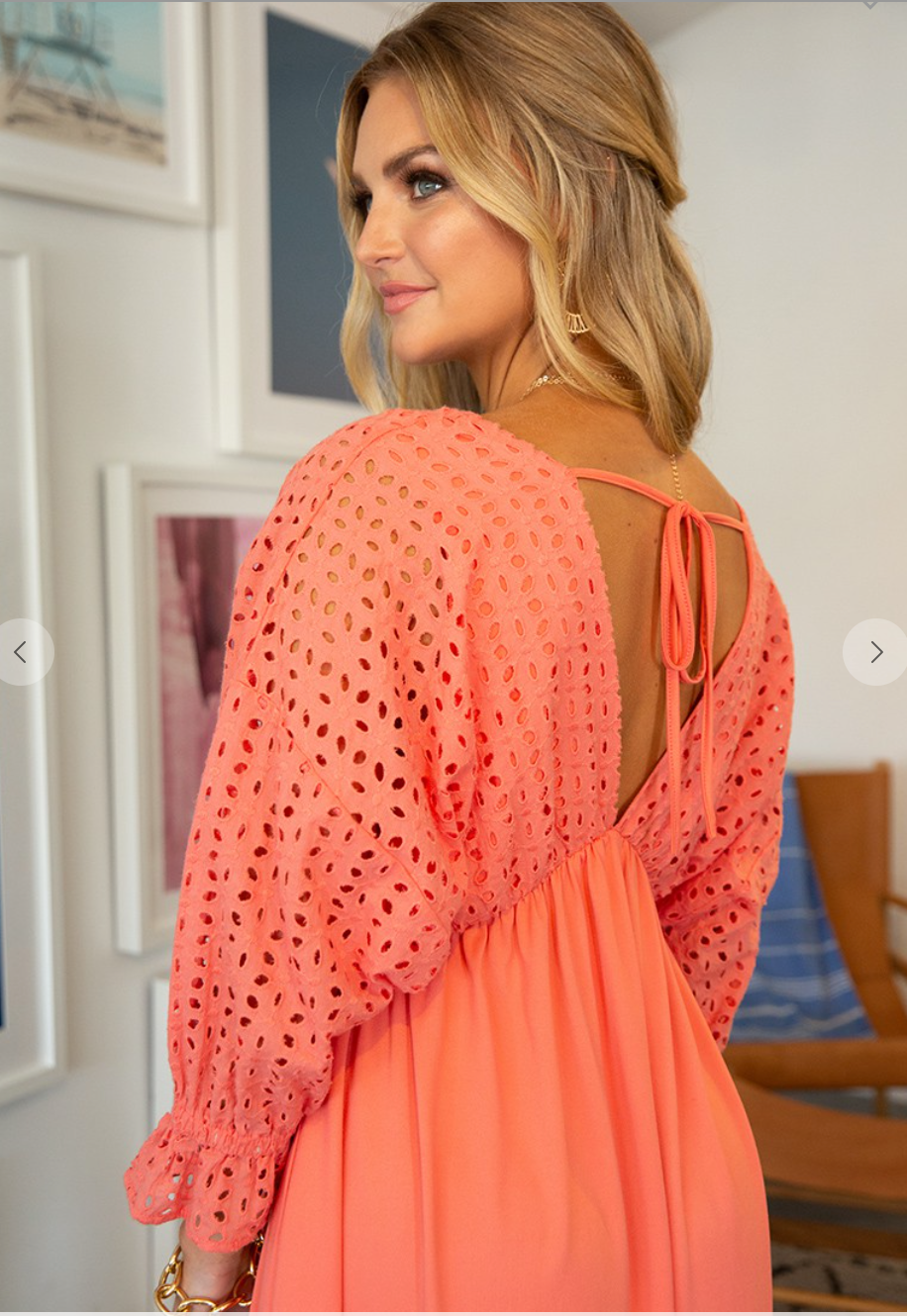 Stand Out Cotton Eyelet Contrast Dress