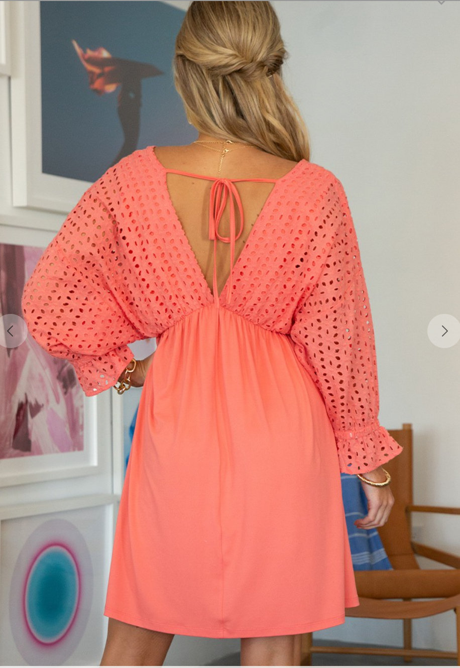 Stand Out Cotton Eyelet Contrast Dress