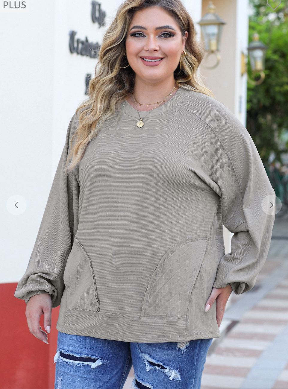 Ribbed Side Pockets Long Sleeve Top