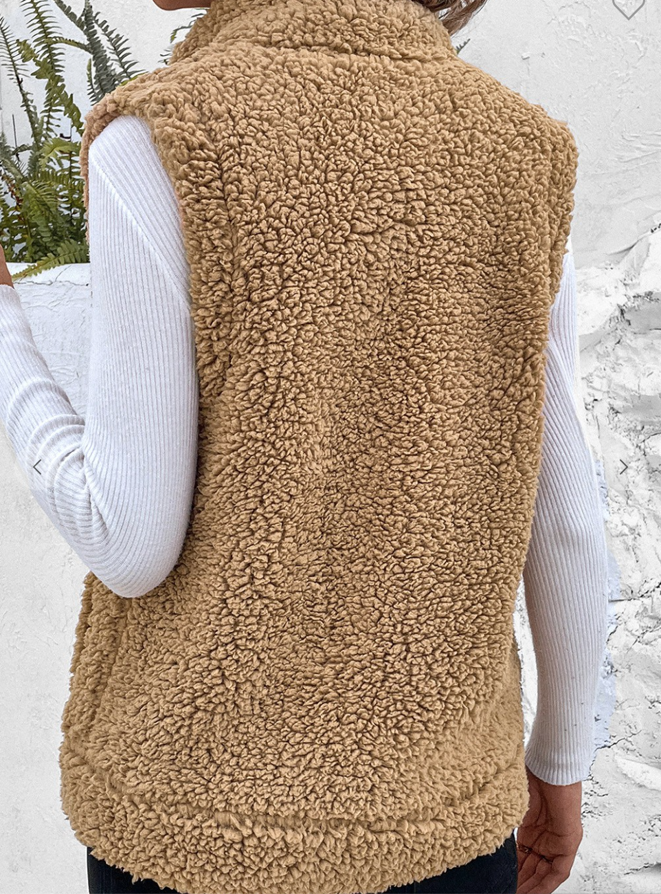 Snap Button Pocketed Sherpa Vest Jacket