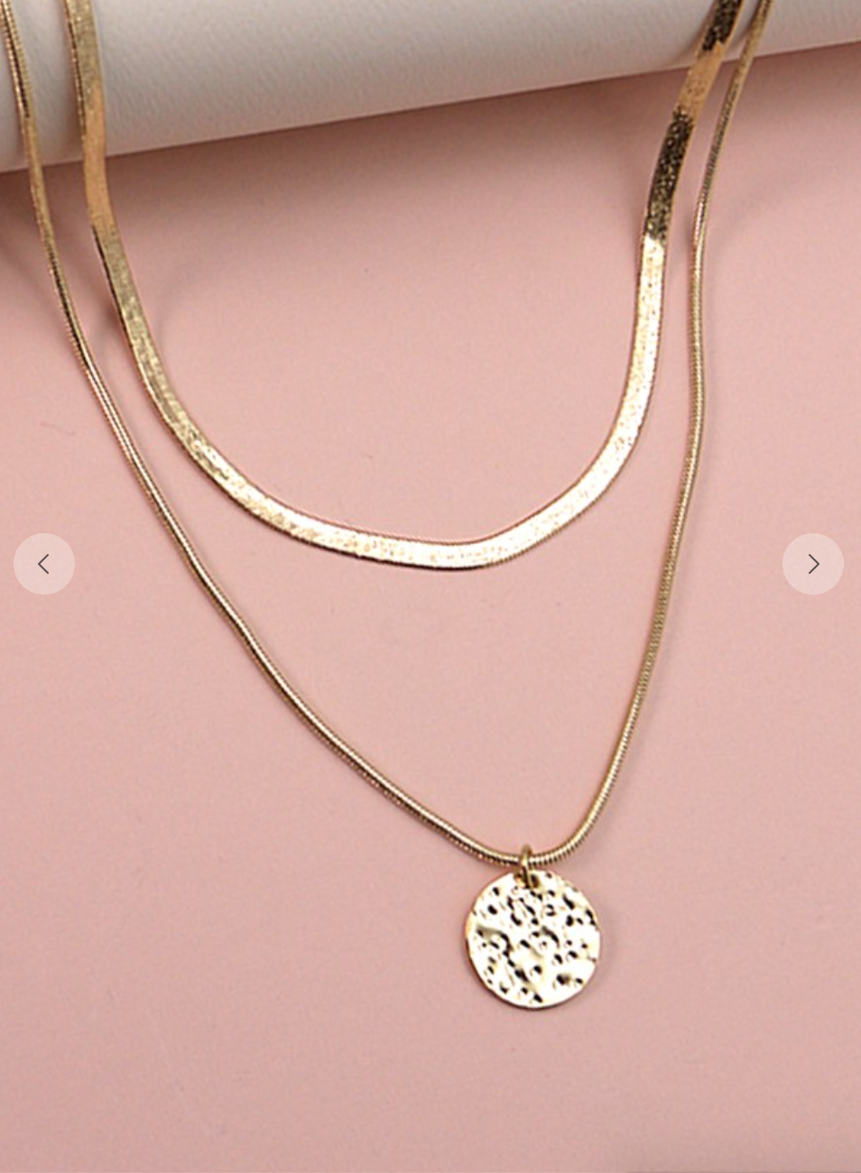 Double Snake Chain With Coin Necklace
