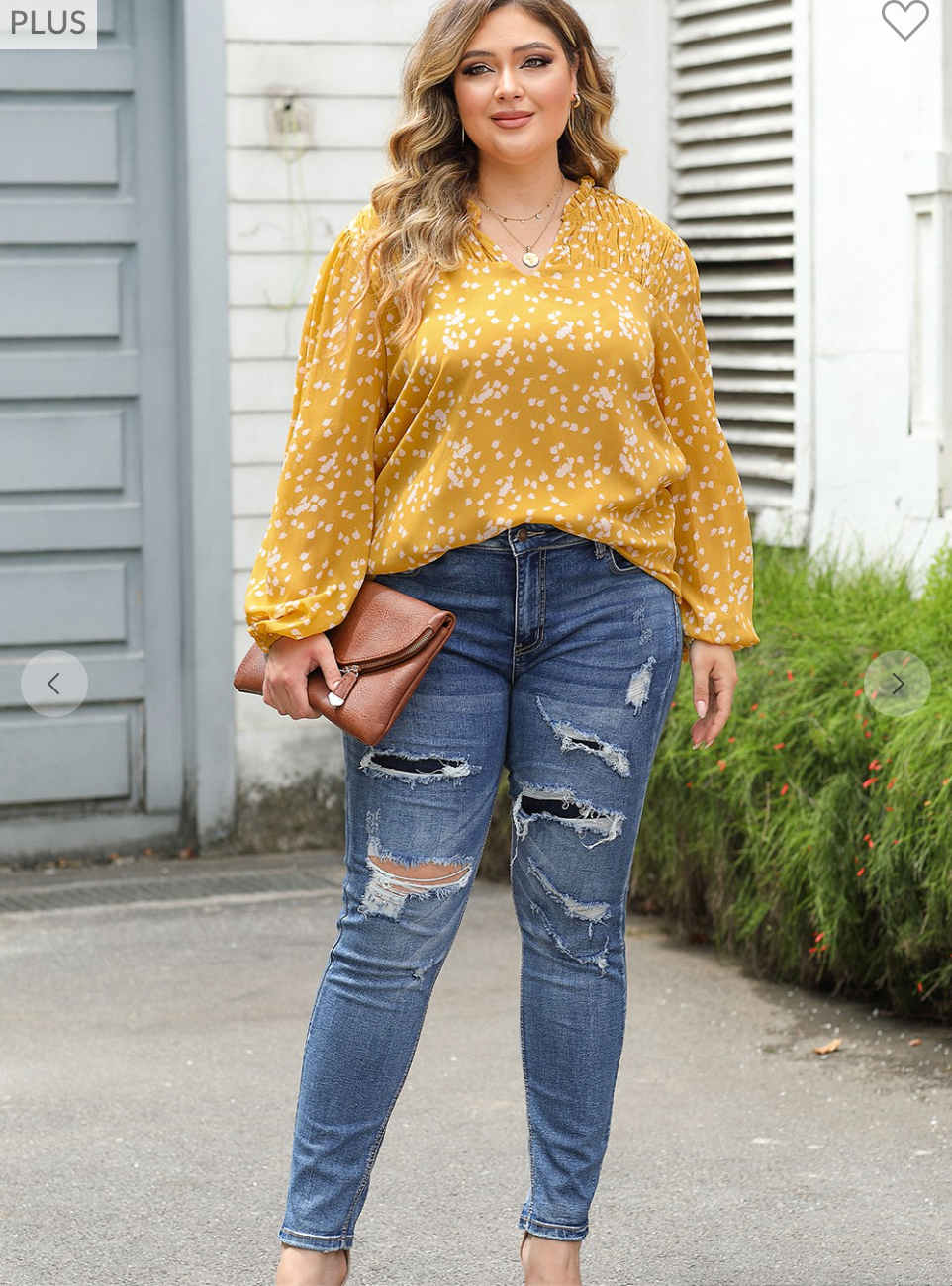 Floral Print Ruched Split Neck Blouse