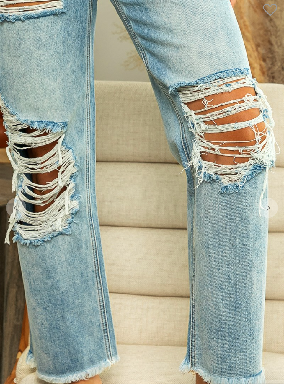 Lyddia Distressed Washed Denim Pants