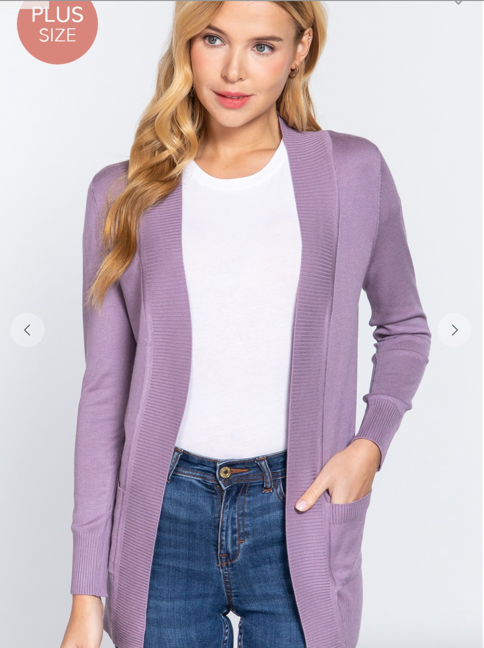 Plus Size Rib Banded Open Sweater Cardigan