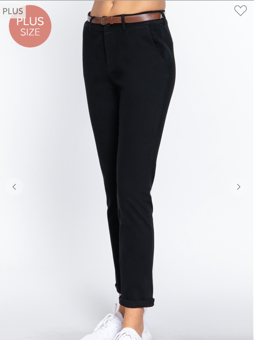 Cotton Spandex Twill Pants With Belt plus size