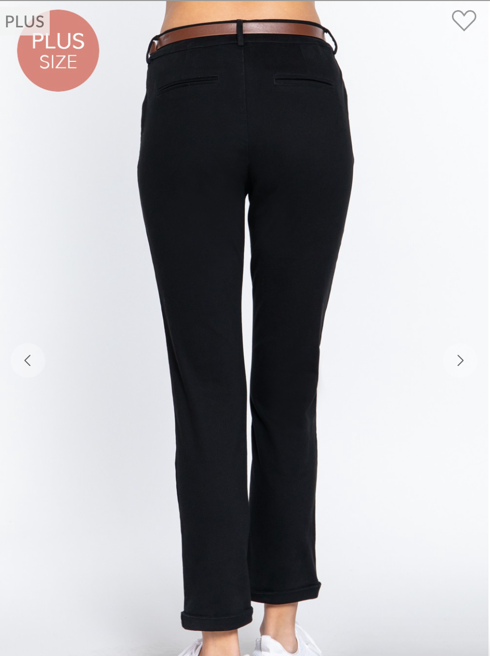 Cotton Spandex Twill Pants With Belt plus size