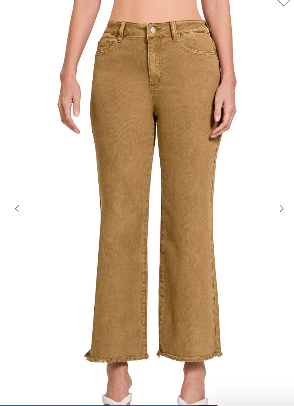 Camel Acid Washed High Waist Pants