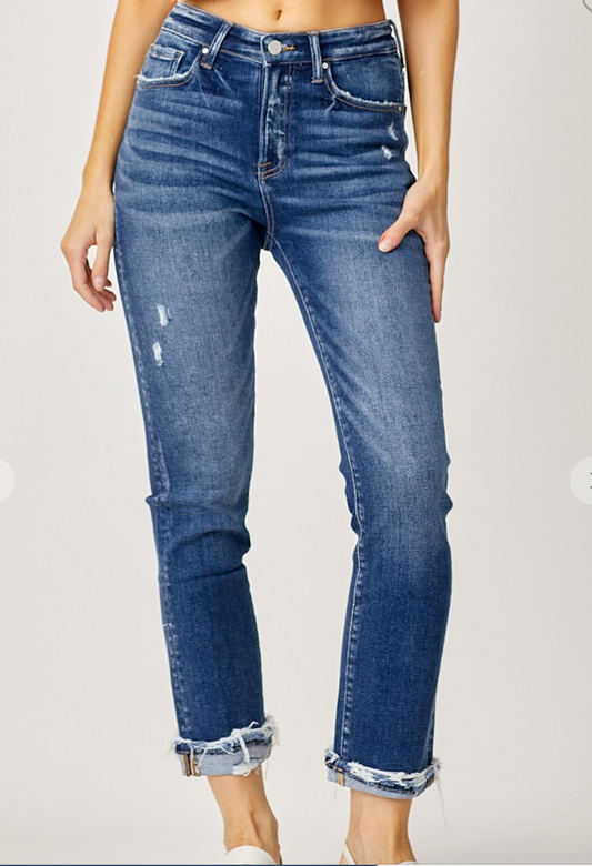 Jenna Cuffed Straight Risen Jeans