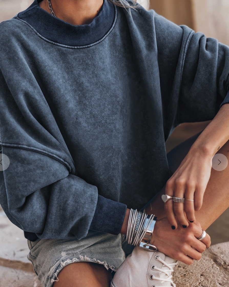 Lila Drop Shoulder Crew Neck Pullover Sweatshirt